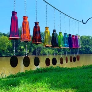 Glass Wind Chimes Made from Pyramid Shaped Bottles