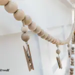 4ft Wood Bead Garland with Clothes Pins