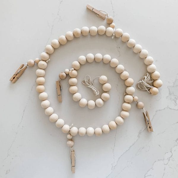 4ft Wood Bead Garland with Clothes Pins