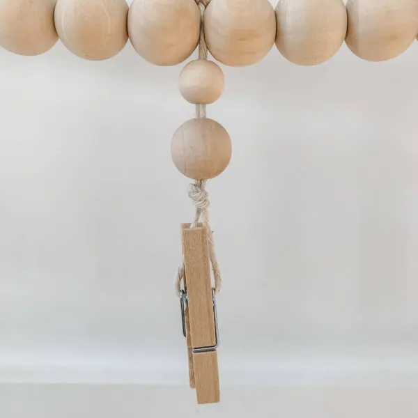 4ft Wood Bead Garland with Clothes Pins