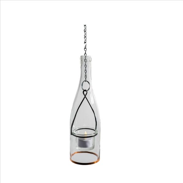 Glass Wine Bottle Hanging Lantern