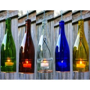 Glass Wine Bottle Hanging Lantern