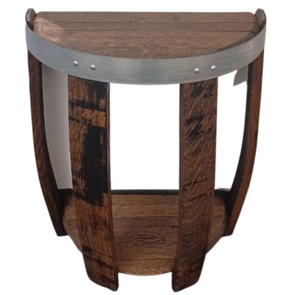 Wine Barrel Head Round Table Half with Stave Legs