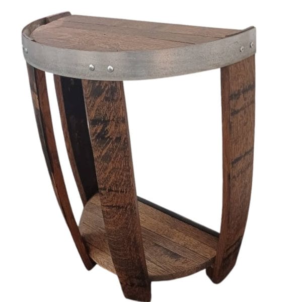 Wine Barrel Head Round Table Half with Stave Legs