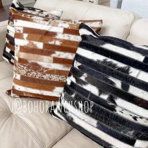Western Cowhide Pillow Cover, Stripes