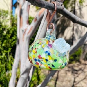 Handblown Art Glass Humming Bird Feeder Small - MULTICOLORED/SPECKLED